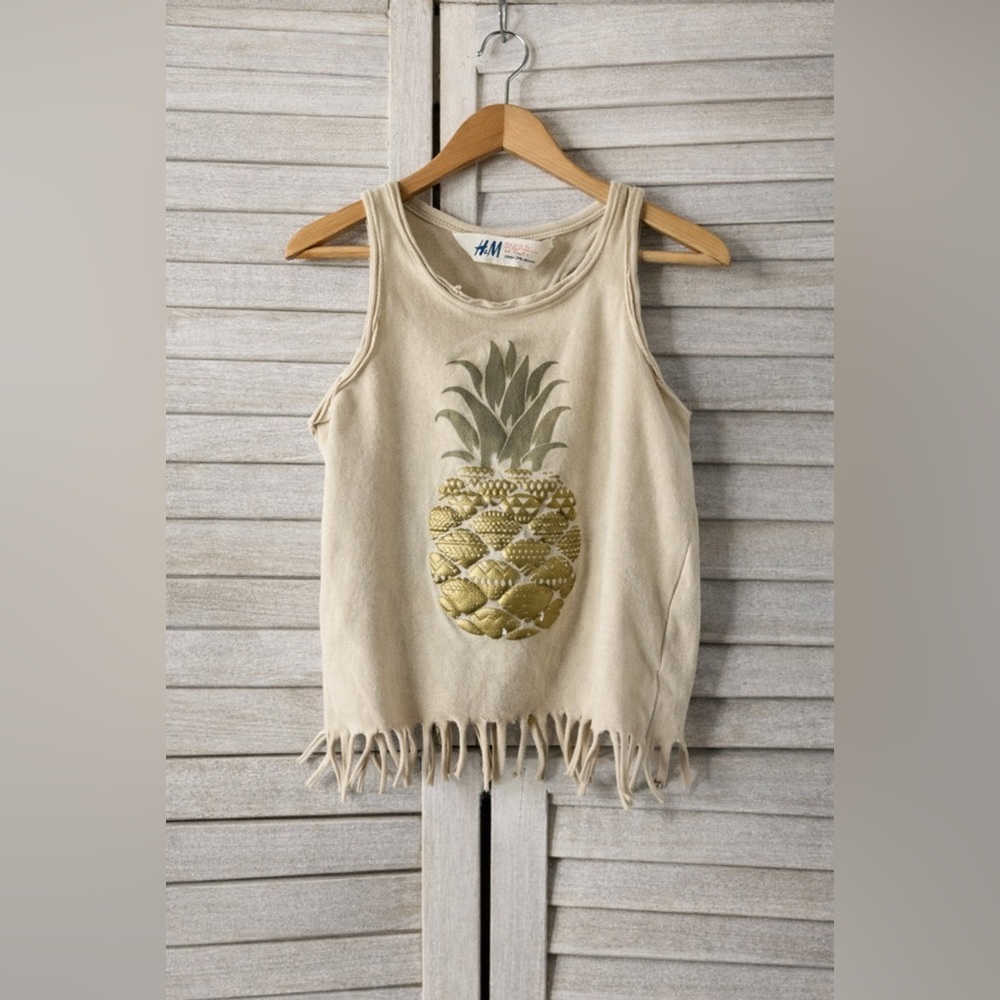 H&M Pineapple 🍍 Raw Edge Tank top. Great Condition. Size 1 1/2- 2 years